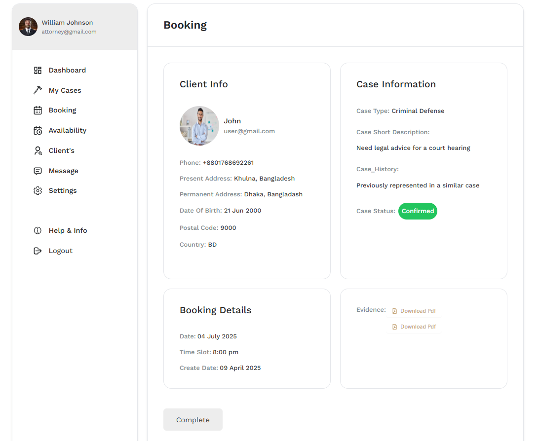 Booking
